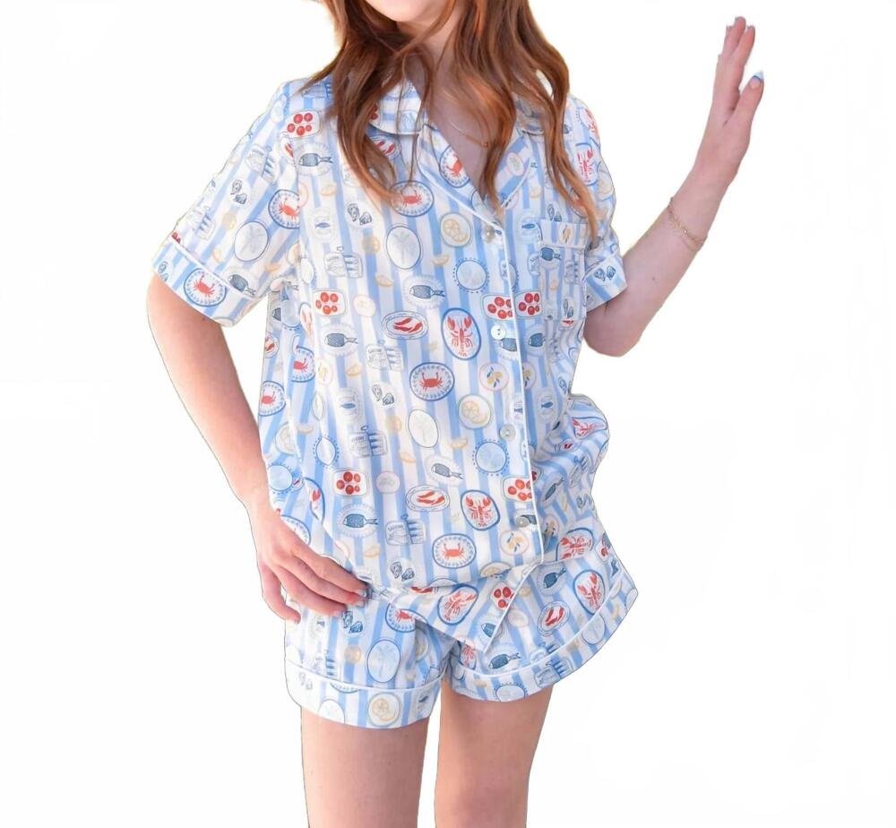 NEW KATIE J NYC juniors mediterranean summer olivia shorts pajama set in multi